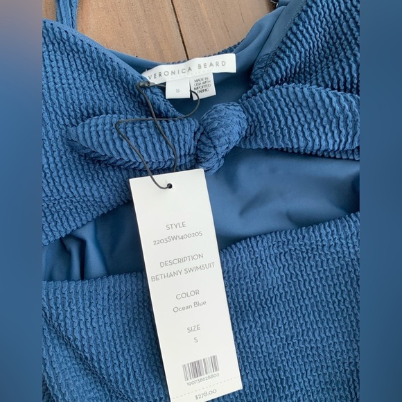 VERONICA BEARD - BETHANY CUTOUT ONE-PIECE SWIMSUIT OCEAN BLUE NWT - Picture 3 of 6